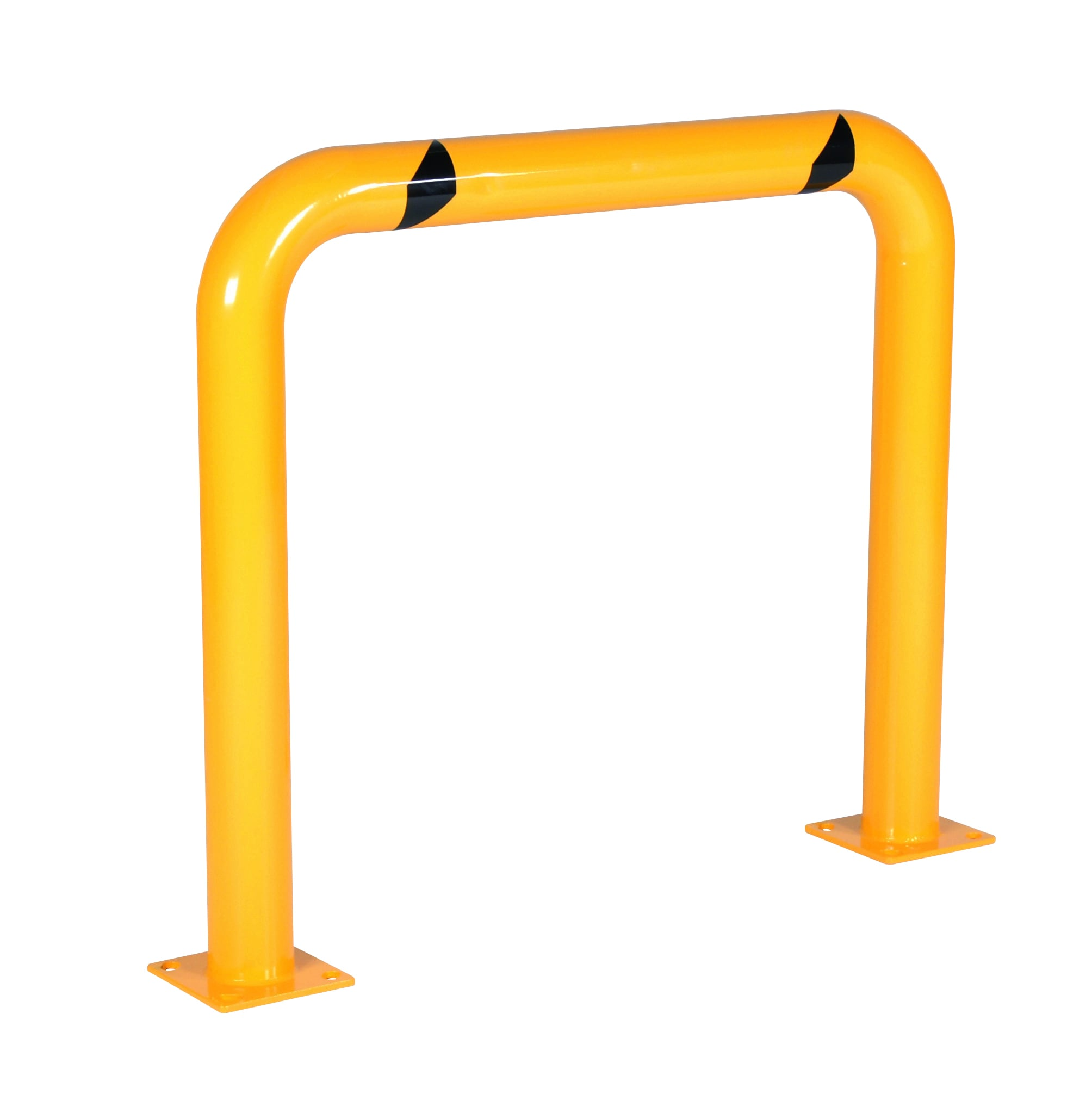 Freestanding yellow steel protection barrier — original catalogue photograph