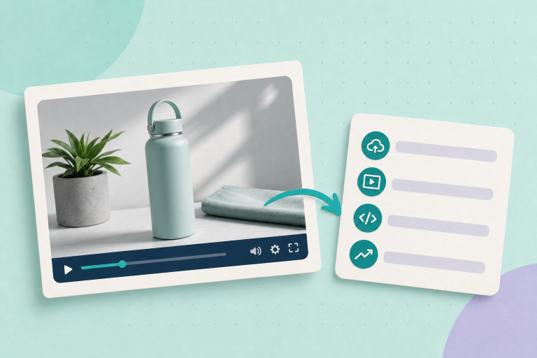Illustration supporting the guide “Add product video the right way: hosting, playback and discoverability”.