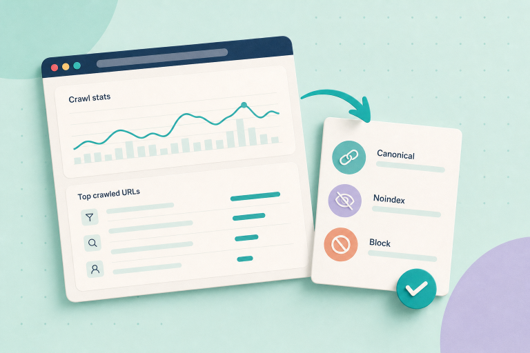 Illustration supporting the guide “Manage crawl budget for growing shops: identify low-value pages to deindex”.